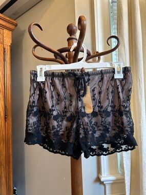 Primark Black Sheer Lace Overlay Pajama Shorts